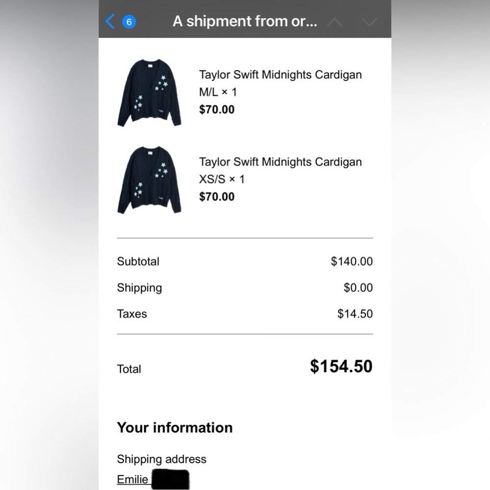 Taylor Swift Midnights Cardigan M/L New in bag authentic official navy stars - Picture 7 of 7